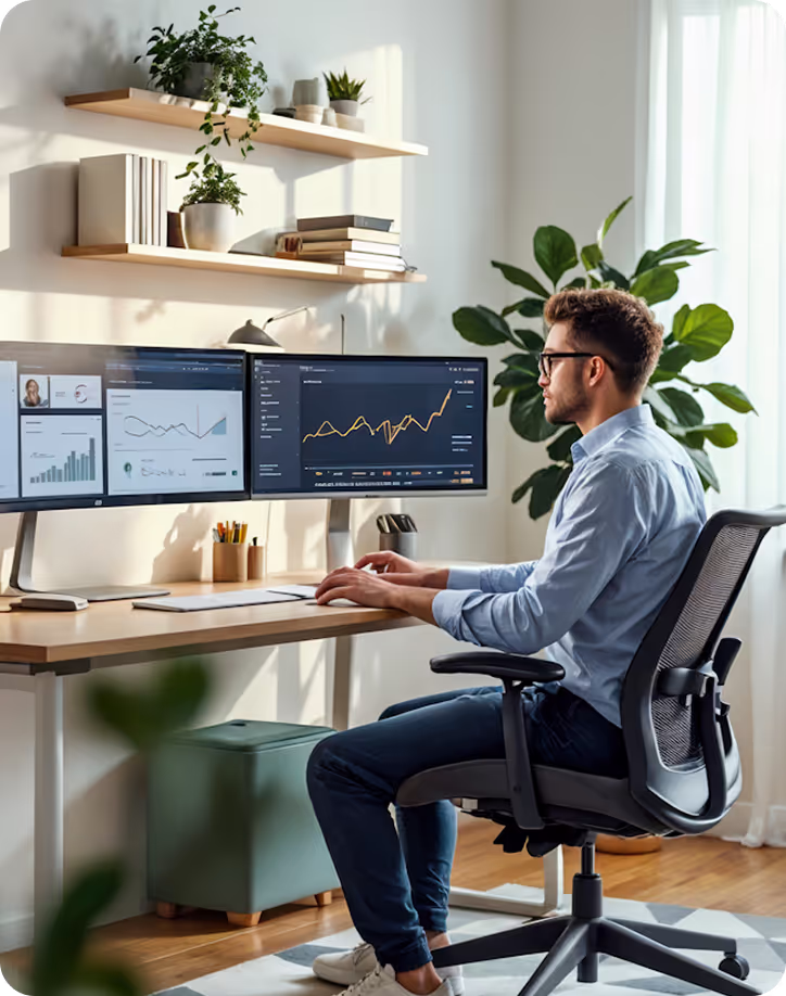 A person working in a computer.